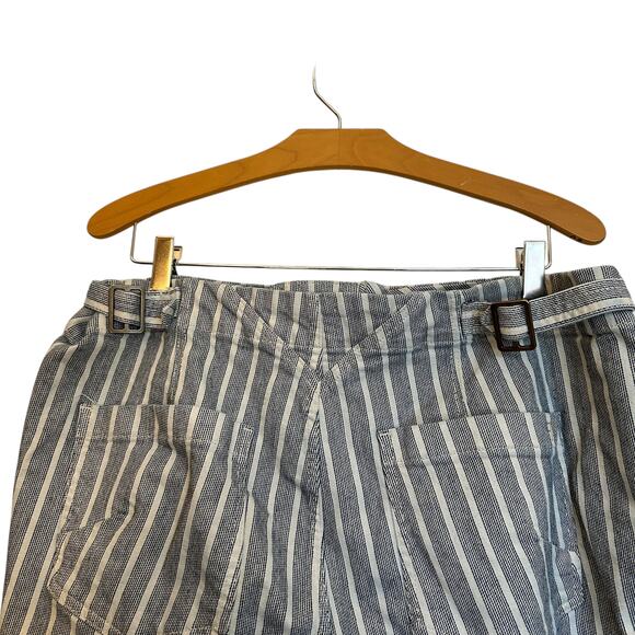 Pilcro Pinstripe Cropped Wide Leg Jeans Railroad Stripe Culotte Utility Pants 18 - Picture 6 of 11